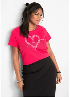 Katoenen shirt met hart, korte mouw, bonprix