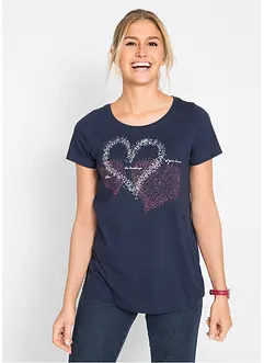 Katoenen shirt met hart, korte mouw, bonprix