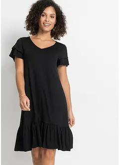 Jersey jurk met volants in een viscosemix, bonprix