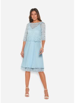 2-dlg. chiffon jurk met kant en plissé, bpc selection premium