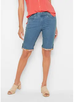 Jeans bermuda met gekleurde omslag, bonprix