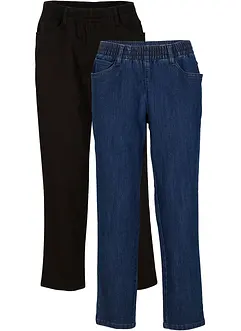 Mid waist jeans met comfortband, straight (set van 2), bonprix