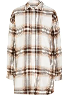Lange, flanellen overhemdblouse van puur katoen, bonprix