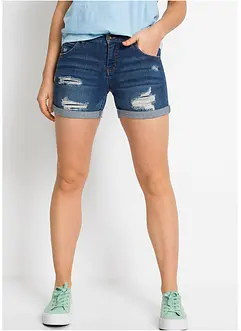 Jeans short met destroyed effecten en mid waist, bonprix