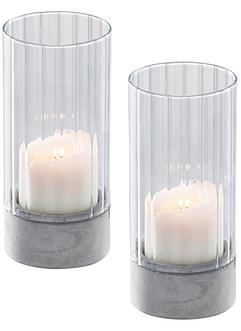 Kaarsenhouder met glas (set van 2), bpc living bonprix collection