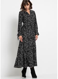 Gedessineerde maxi jurk van viscose, korte maten, BODYFLIRT