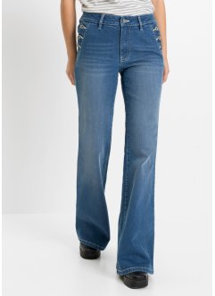 Flared jeans met knoopsluiting en biologisch katoen, RAINBOW