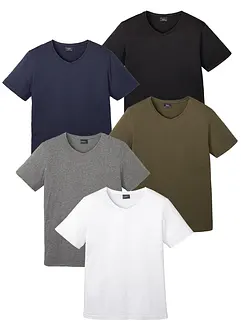 T-shirt met V-hals (set van 5), bonprix