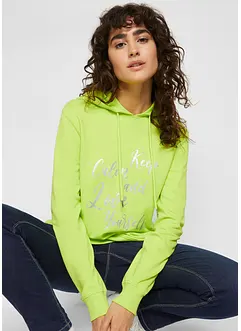 Trendy sweater met statement print en capuchon, bonprix