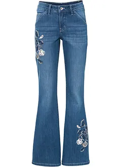 Flared jeans met bloemenborduursel, bonprix