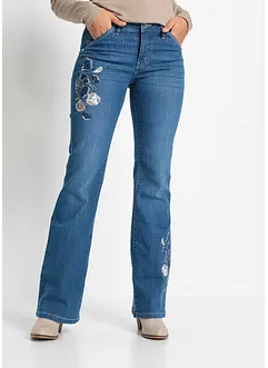 Flared jeans met bloemenborduursel, bonprix