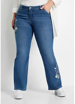 Flared jeans met bloemenborduursel, bonprix