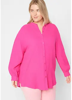 Lange mousseline blouse van katoen met zijsplitten, bonprix