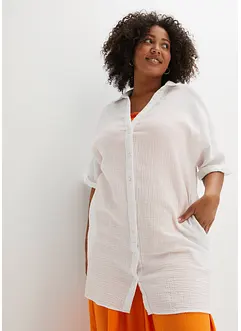 Lange, oversized blouse van mousseline, bonprix