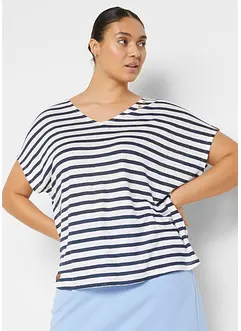 Linnen shirt met vleermuismouwen en V-hals, bonprix
