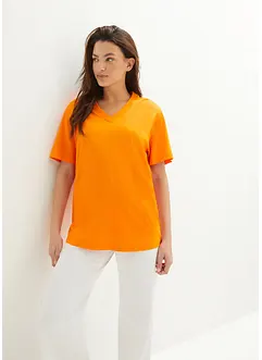 Wijd longshirt met V-hals (set van 5), korte mouw, bonprix