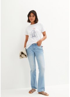 Katoenen T-shirt met print en zijsplitten, bpc bonprix collection