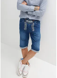 Stretch jeans bermuda met borduursel, regular fit, bonprix