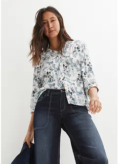 Crinkle blouse met 3/4 mouwen en turn-ups, bonprix