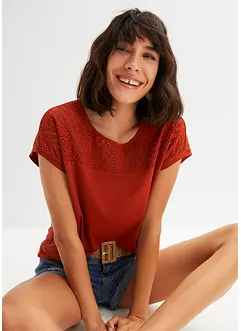 Shirt met broderie anglaise, bonprix