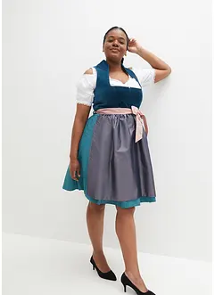 Midi dirndl met fluweel en schort (2-dlg. set), bonprix