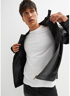 Imitatieleren jas in bikerstijl, John Baner JEANSWEAR