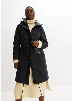 Lange parka met imitatieleer, bonprix