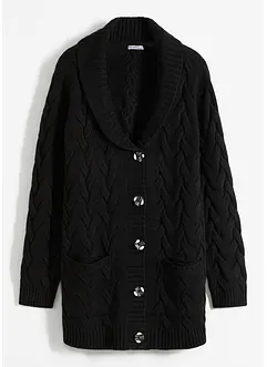 Vest met sjaalkraag en kabelpatroon, bonprix