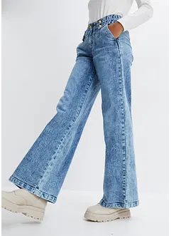 Wide leg jeans met mid waist en sierknopen, bonprix