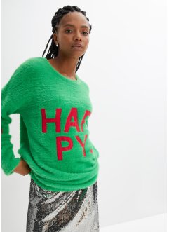 Trui van hairy knitwear met tekstprint, RAINBOW
