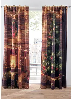 Verduisterend gordijn met kerstprint (set van 2), bonprix