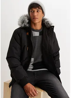 Outdoor jas in bomberstijl met capuchon met imitatiebont, bonprix