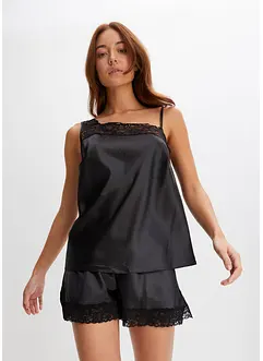 Satijnen one shoulder top met afneembaar spaghettibandje, BODYFLIRT