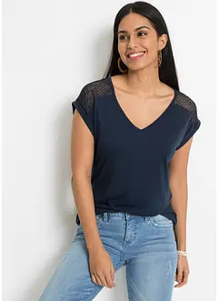 Shirt met kant in een viscosemix, bonprix