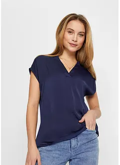 Soepelvallende, satijnen blouse met oversized schouders, bonprix