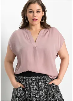 Soepelvallende, satijnen blouse met oversized schouders, bonprix