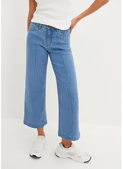 Wide leg mid waist jeans, cropped, bonprix