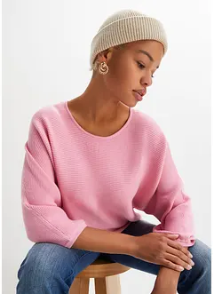 Geribde oversized trui van viscosemix, bonprix