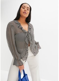 Gedessineerde blouse met volants, BODYFLIRT