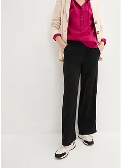 Wijde broek van gestructureerde jersey, high waist, bonprix