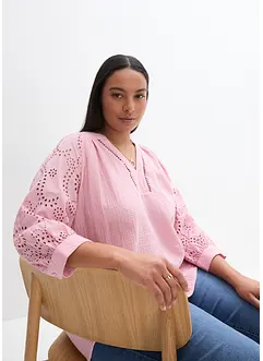 Mousseline tuniek met broderie anglaise, bonprix