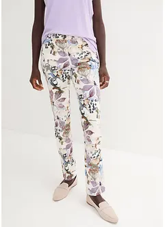 Stretch broek met bloemenprint, bonprix