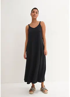 Maxi jersey jurk van biologisch katoen met knoopdetail en zakken, bonprix