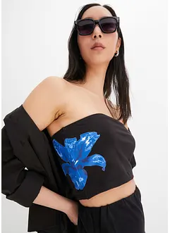 Strapless top met print, RAINBOW