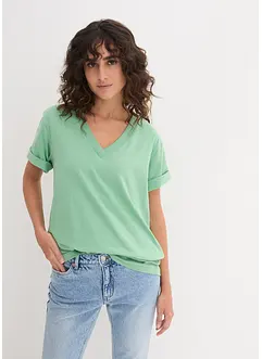 Wijd longshirt met V-hals (set van 5), korte mouw, bonprix