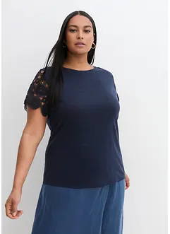 Shirt van puur linnen met gehaakte mouwen, bonprix