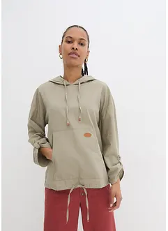 Blouse met capuchon van linnenmix, bonprix