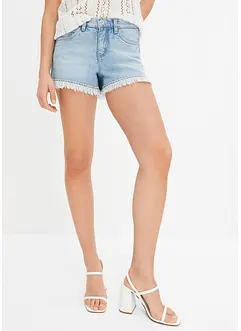 Jeans short met franjes en stras, BODYFLIRT