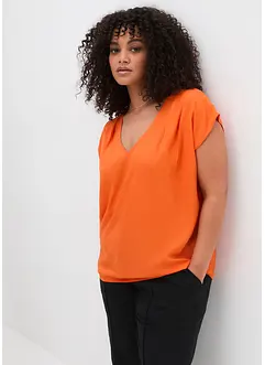 Blouse met V-hals en korte mouwen, bonprix
