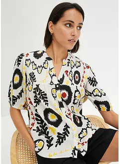 Crinkle blouse met smokwerk van soepele viscose, bonprix